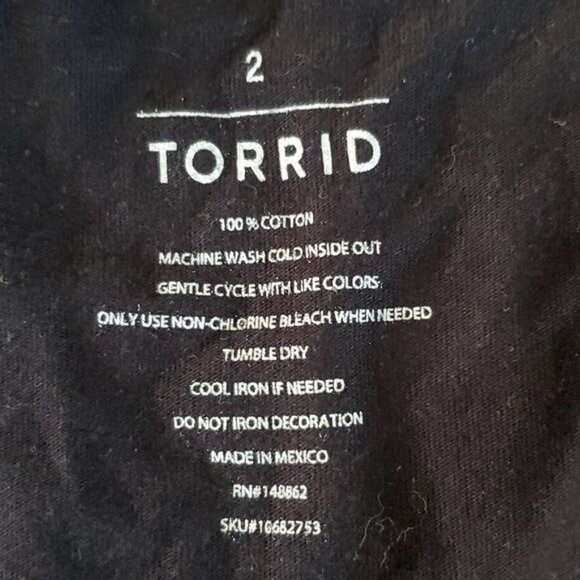 Torrid Shirt Cotton T Tee Top Short Sleeve Black Scoop Women's 2 Extra Lg WOMAN' - Picture 7 of 10